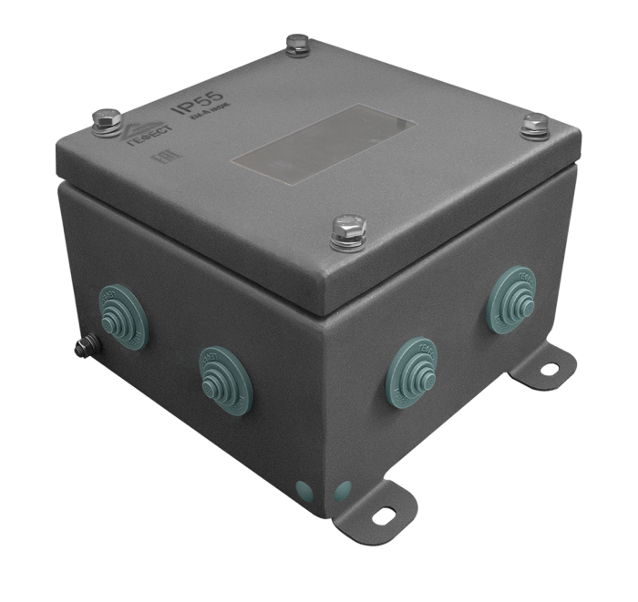 Electrical junction box IP55 with sight glass from stainless steel
